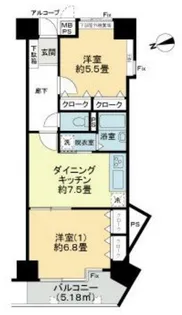 シーサイド片瀬江ノ島【4階】の間取り