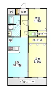 2LDKの間取り画像