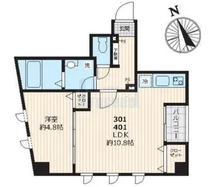 ピークサイドレジデンス早稲田【4階】の間取り