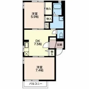 ベルシティ D【1階】の間取り