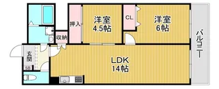 大阪府大阪市城東区諏訪4【マンション】の間取り