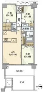 プラウド元住吉ガーデンズ【1階】の間取り
