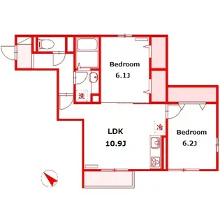 新川崎ヴィラージュA【2階】の間取り