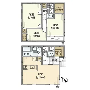 神奈川県横浜市旭区二俣川2【一戸建】の間取り
