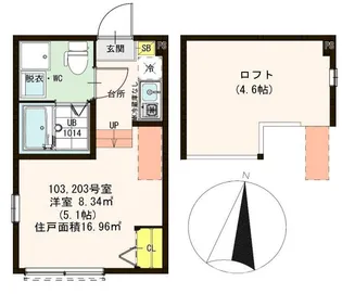 ハーモニーテラス梅島VI【1階】の間取り