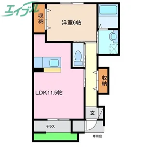 ユニヴァリィI・S【1階】の間取り