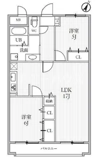 サンライズヒル朝日ヶ丘C棟【2階】の間取り