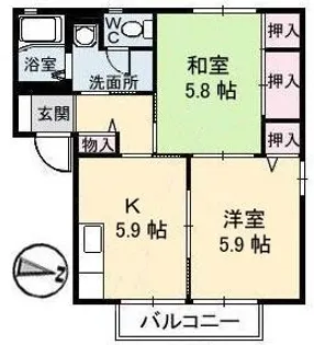 ビット ミストラルAB【2階】の間取り