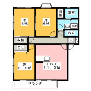 ローズガーデン・鹿菅 B【1階】の間取り