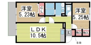 ラヴェール北五葉【2階】の間取り