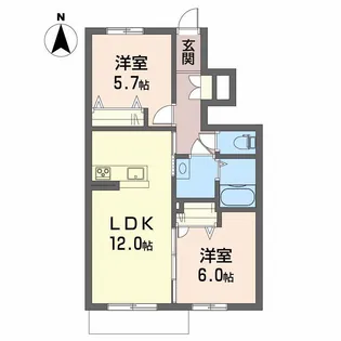 フルールカズン A棟【1階】の間取り