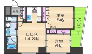 リーガル江戸堀ウエストパーク【3階】の間取り