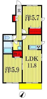 アルフラット椿森B【1階】の間取り