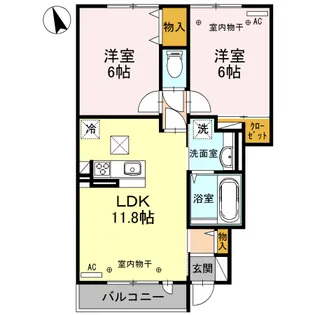 ヴィラ デ フルール【1階】の間取り