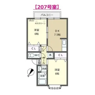 ル・マージュ明日香【2階】の間取り