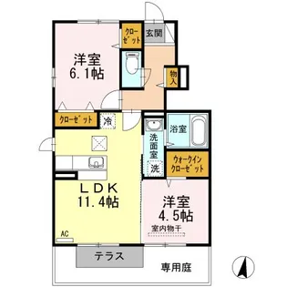 オネスト上林 B棟【1階】の間取り