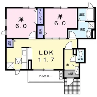 ラ・フランセ5【1階】の間取り