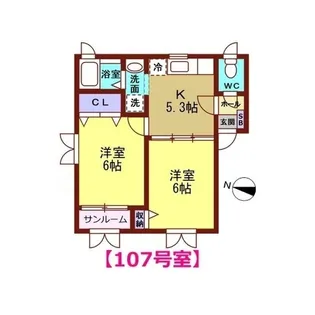 カナディアンビレッジKUNORIII【1階】の間取り