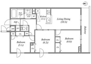 プライムガーデン若木【2階】の間取り