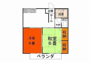 三島ハイツB棟【1階】の間取り