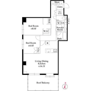 八丁堀ハイツ【8階】の間取り