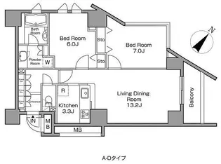 レジディアタワー中目黒【10階】の間取り