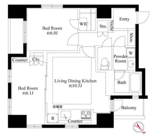 東京都中央区銀座8【マンション】の間取り