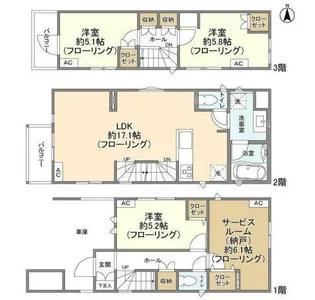 東京都足立区六月1【一戸建】の間取り