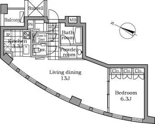 東京都港区赤坂9【マンション】の間取り