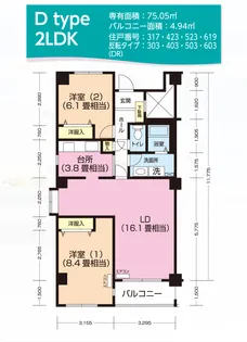 パティオス9番街【5階】の間取り