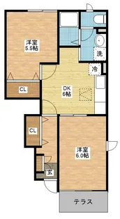 グリーンヒル三城B【1階】の間取り