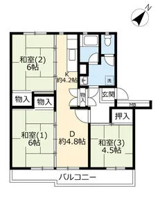 URえびな【5階】の間取り