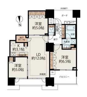 ドゥ・トゥール EAST【36階】の間取り