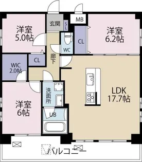 Proud-gかちどき橋一丁目【10階】の間取り