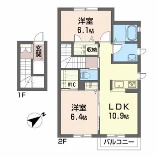 三内シャーメゾンC【2階】の間取り