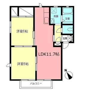 ルミエール蛍田B【2階】の間取り