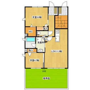 レジオンヒルIII B棟【1階】の間取り