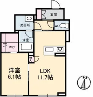 セレーノ庭瀬【3階】の間取り