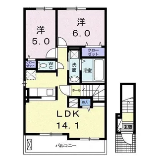 ノースサイドB【2階】の間取り