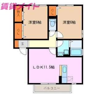 カーサ ハーモニー A【1階】の間取り