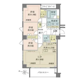 ザ・パークハウス千代田六番町【6階】の間取り