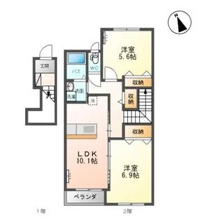 グラス・オニオン【2階】の間取り