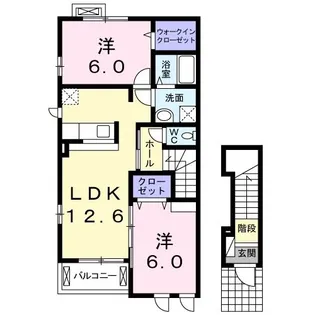 ソレイユ・西口A【2階】の間取り