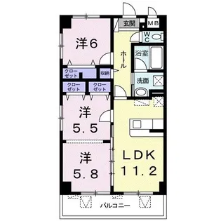 ウェルベル ミズキ【6階】の間取り
