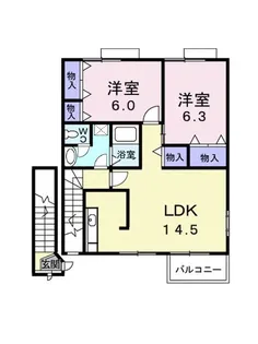 アンソレイエみずき B【2階】の間取り