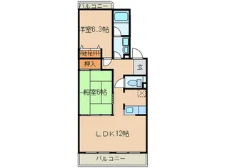 メゾンクレ-ル【3階】の間取り