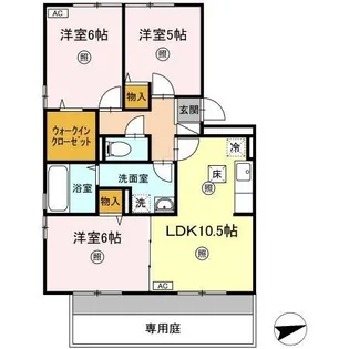 リビングタウン弓ヶ浜 G棟【1階】の間取り