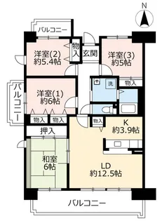 URサンヴァリエ金岡【8階】の間取り