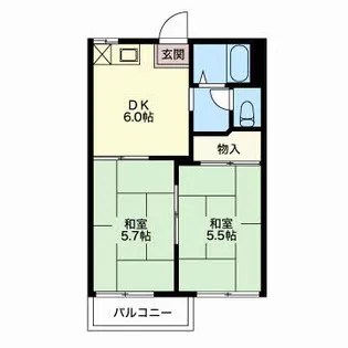グリーンコーポ石橋B【2階】の間取り