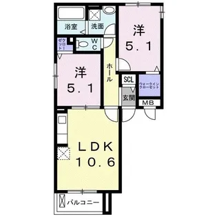 ジェルメ アンジュ メゾン【2階】の間取り